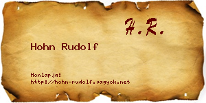 Hohn Rudolf névjegykártya